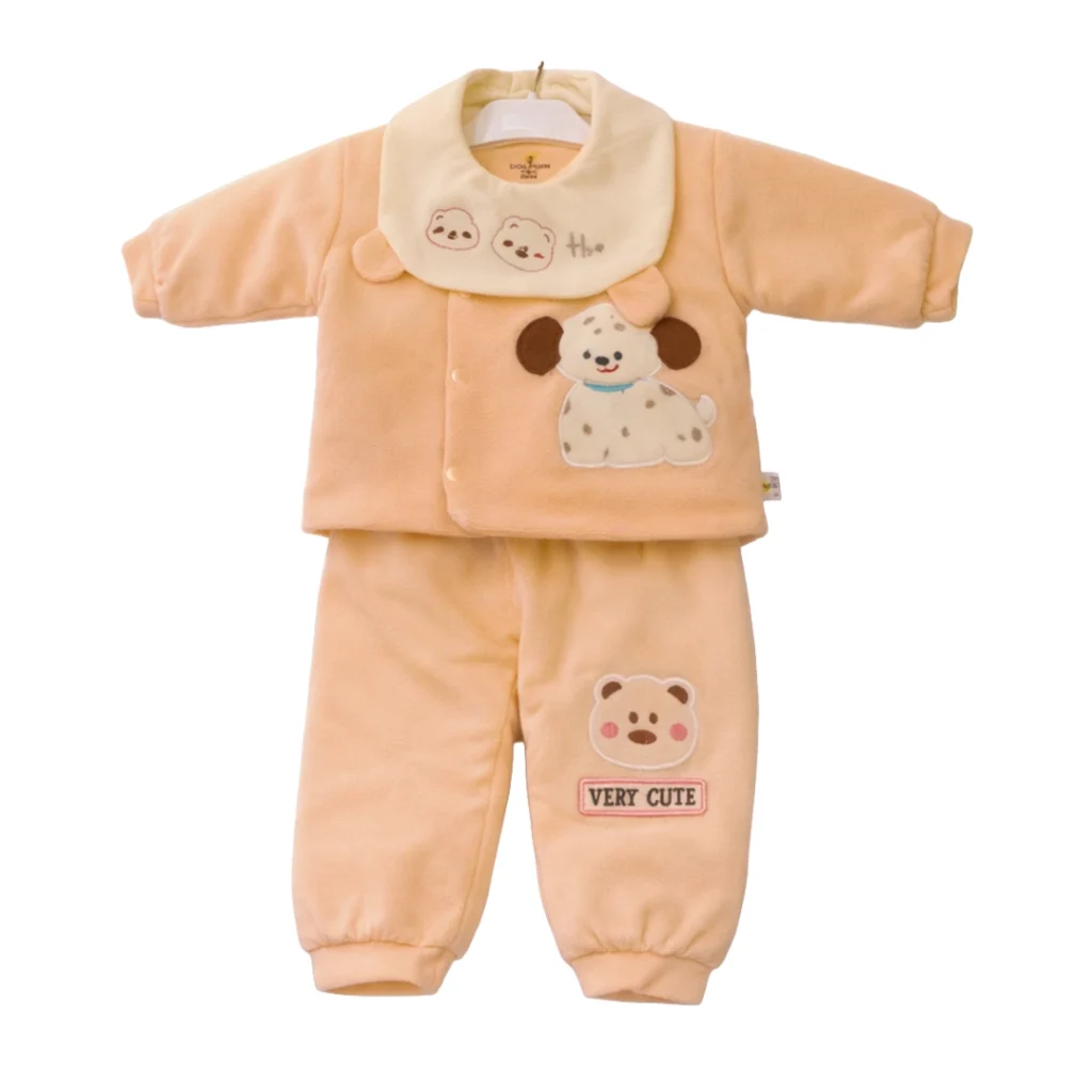 Baby Winter Fleece Suit Set (Top & Pant) - Cute Cartoon Design (0–15 Months)