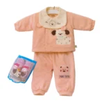 Baby Winter Fleece Suit Set (Top & Pant) - Cute Cartoon Design (0–15 Months)