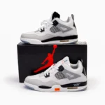 Air Jordan 3 Retro White and Grey Cement Sneakers Pair View.