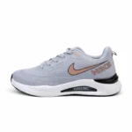 Side view of men's premium light grey sports sneaker China import for daily use in Bangladesh.