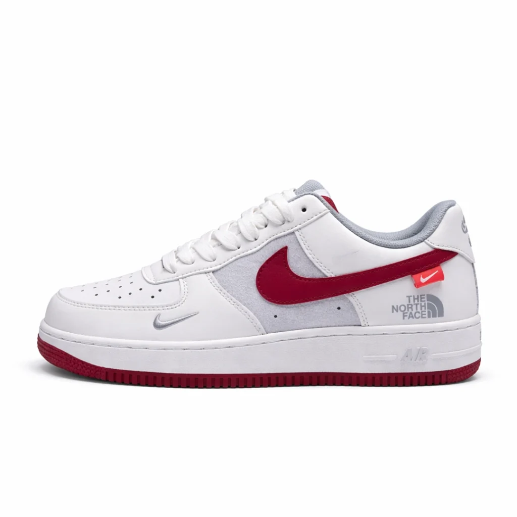 Men’s Premium Air Low Sneakers – White, Grey & Maroon (China Import)
