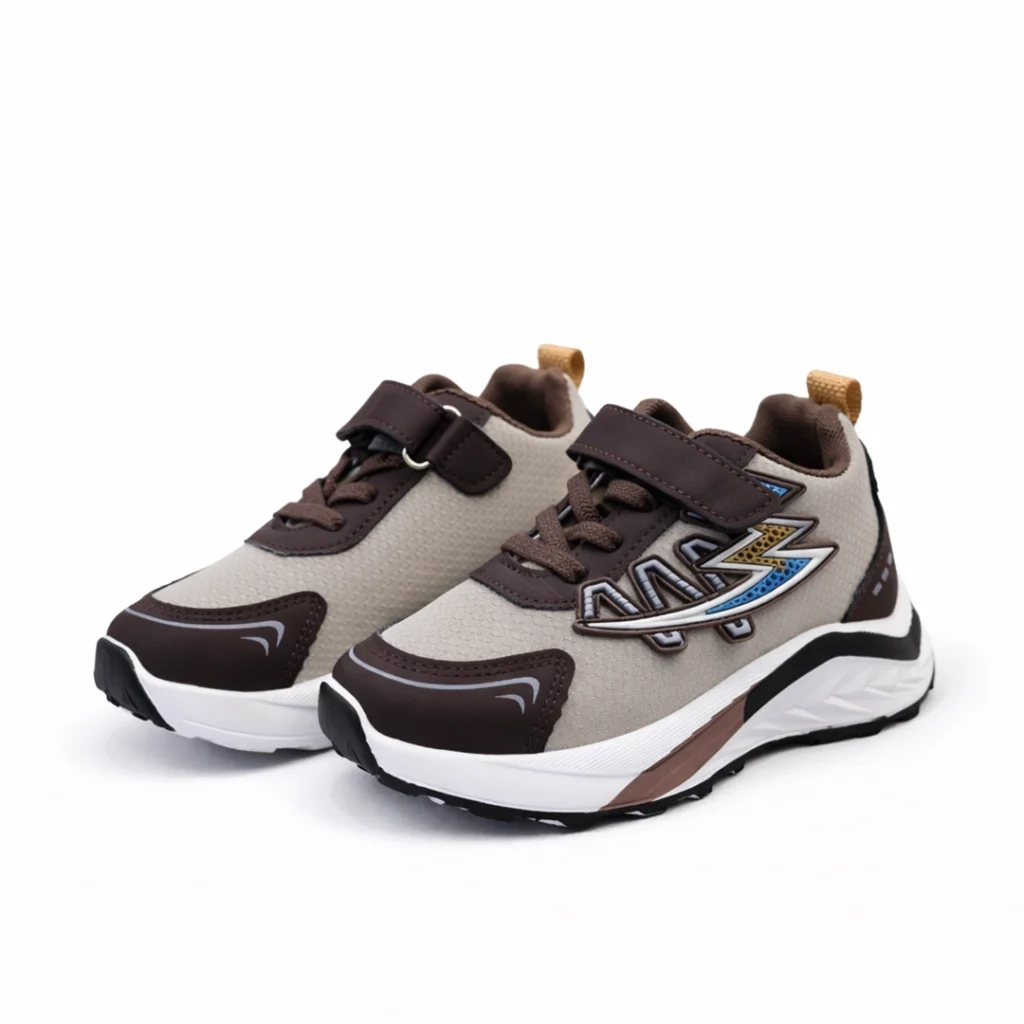 Kids premium sporty velcro sneakers grey and blue imported China BD