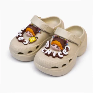 Ladies premium beige crocs with 3d nice charms imported BD