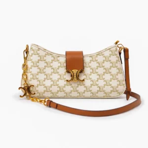 Women's luxury cream monogram hobo bag with gold logo hardware BD