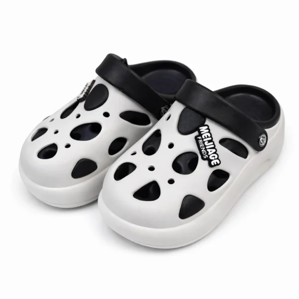 Men's premium white hollow crocs with black strap and large vents imported BD