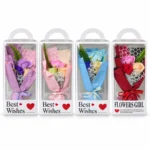 Soap Flower Bouquet Gift Box in Pink Blue Pink Red and Blue