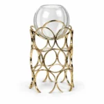 Luxury gold metal and clear glass decorative showpiece on white background