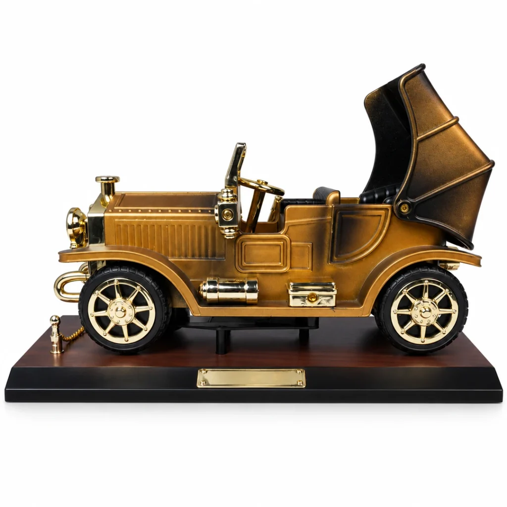 Luxury vintage gramophone car decorative showpiece on white background