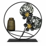 Metal Floral Vase Decorative Showpiece - Black & Gold