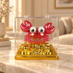 Red crystal flower decorative showpiece displayed on a luxury console