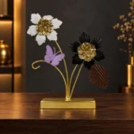 Gold floral butterfly metal decorative showpiece in an elegant home interior