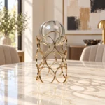 Luxury gold metal glass decorative showpiece on a dining table