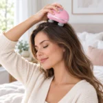 Pink Electric Scalp Massager in use