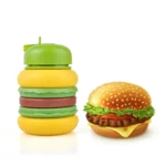 Burger Design Collapsible Water Bottle with Carabiner
