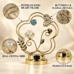 Gold butterfly floral crystal showpiece feature details
