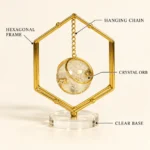Gold hexagonal hanging crystal orb decorative showpiece feature highlights
