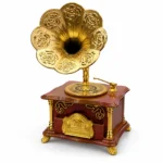 Vintage flower horn gramophone decorative showpiece angle view